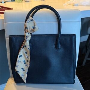 Celine Navy Blue Tote (floral scarf optional)